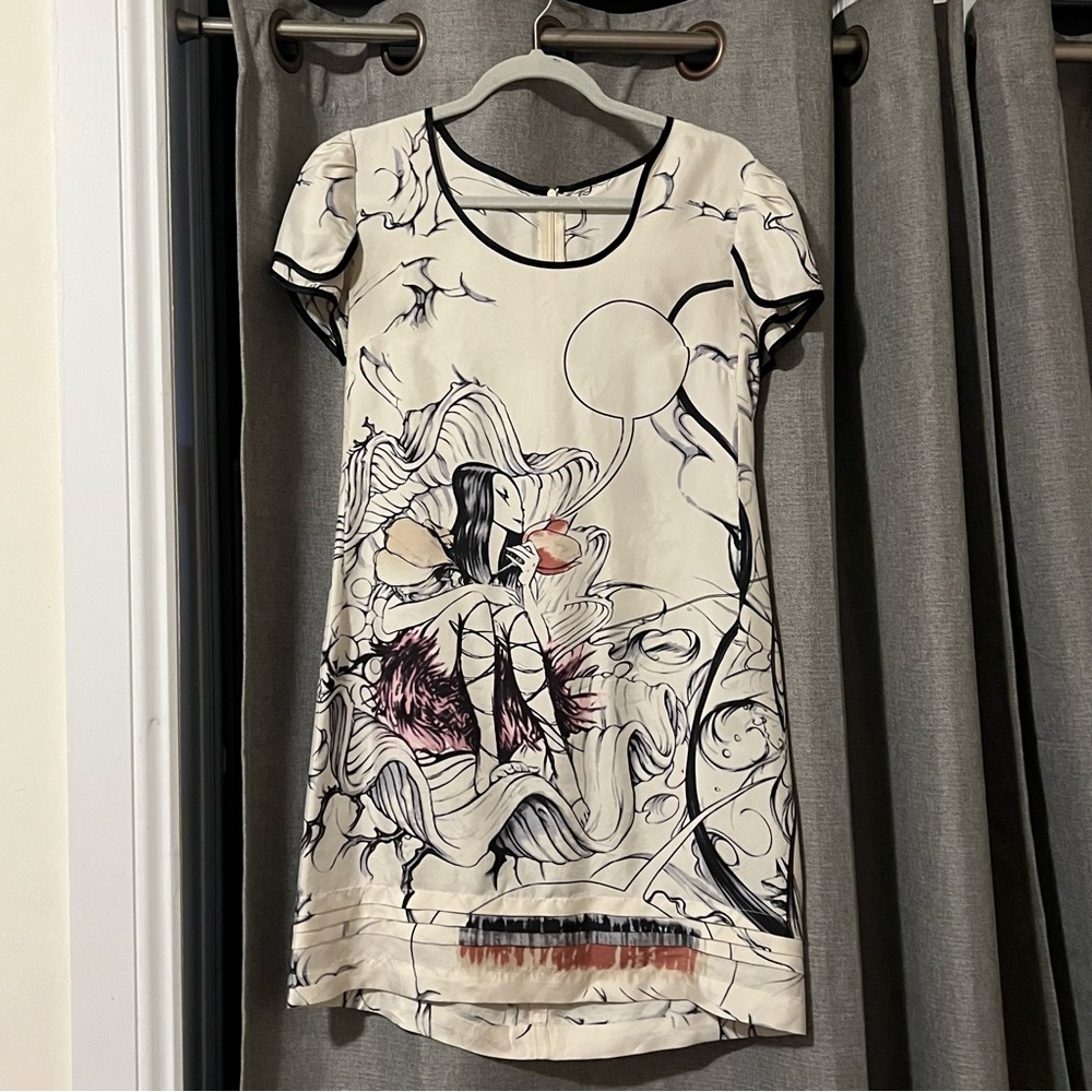 Prada Vintage Spring 2008 Silk Fairy Fairytale Print Dress Archive James Jean 40
